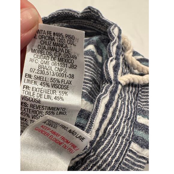 Roxy Oceanside Linen Blend Shorts Size 10 Dress Blues Cherokee Stripe Drawstring - Picture 6 of 11